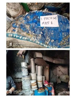 Fire Affected Stock of Sanitary pads, diapers & packing material rolls etc.